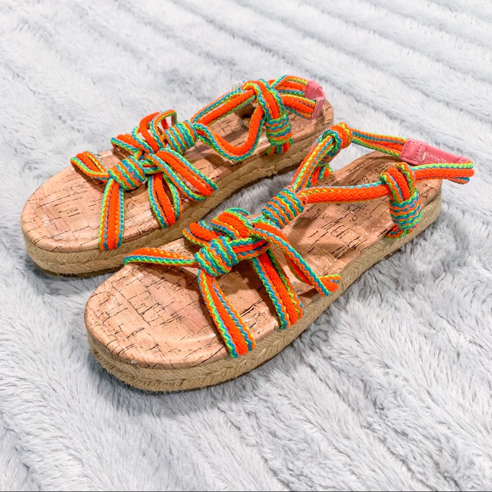 Circus Sam Edelman Neon Athena Bright Colorful Funky Espadrille Rope Sandals 6
